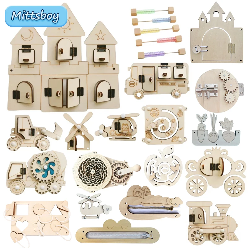 Montessori Wooden Busy Board Toddler - Montessori Tavola occupata Accessori in legno